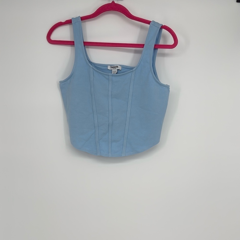 RSQ Baby Blue Ribbed Crop Tank Top | Size XL | New with Tags | Tillys